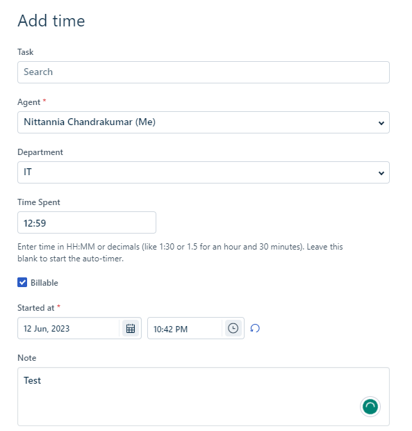 Difference between billable/nonbillable in time entries Freshservice