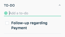 To-do widget in a contact or company works similarly to the to-do widget in tickets.