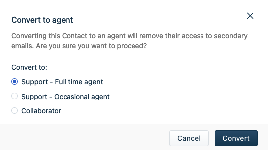 Convert to agent dialog.