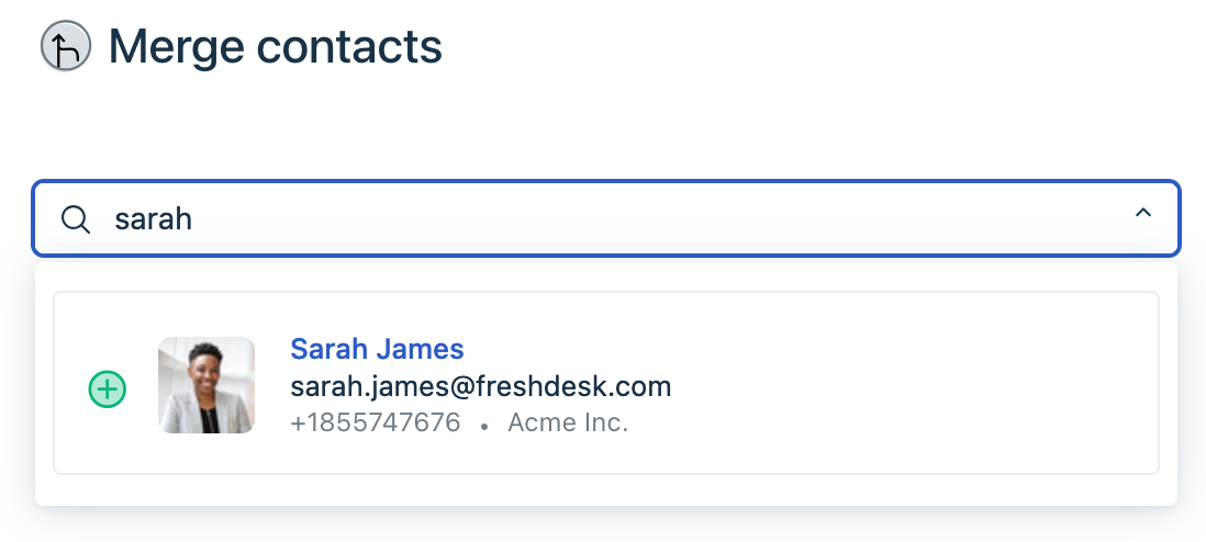 Searching for a contact to merge.
