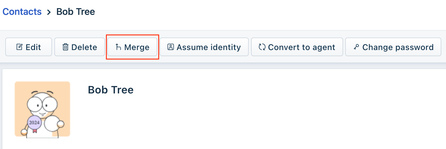 The merge button in a contact.