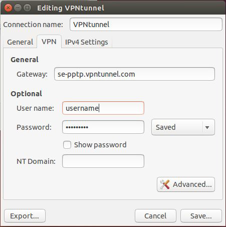 Ubuntu pptp client настройка