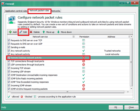Figure 3: Firewall setting Window