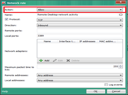 Figure 4: Network rule