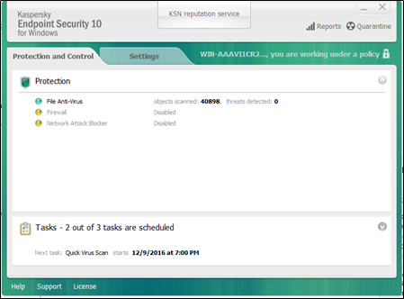 Figure 6: KES 10 for Windows on Server