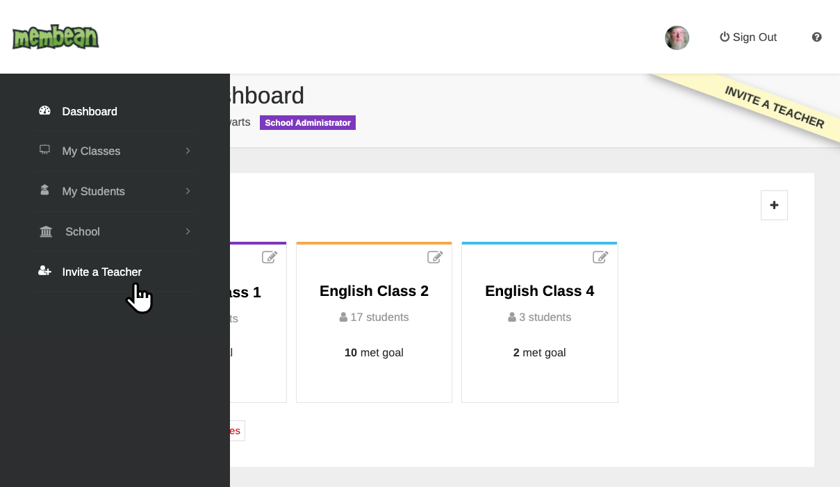 Inviting a Teacher to Join Membean : Membean Support