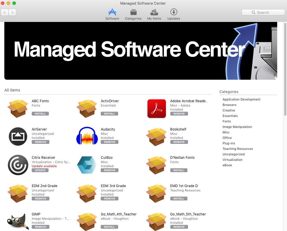 Managed Software Center How to update software on your Harding Laptop