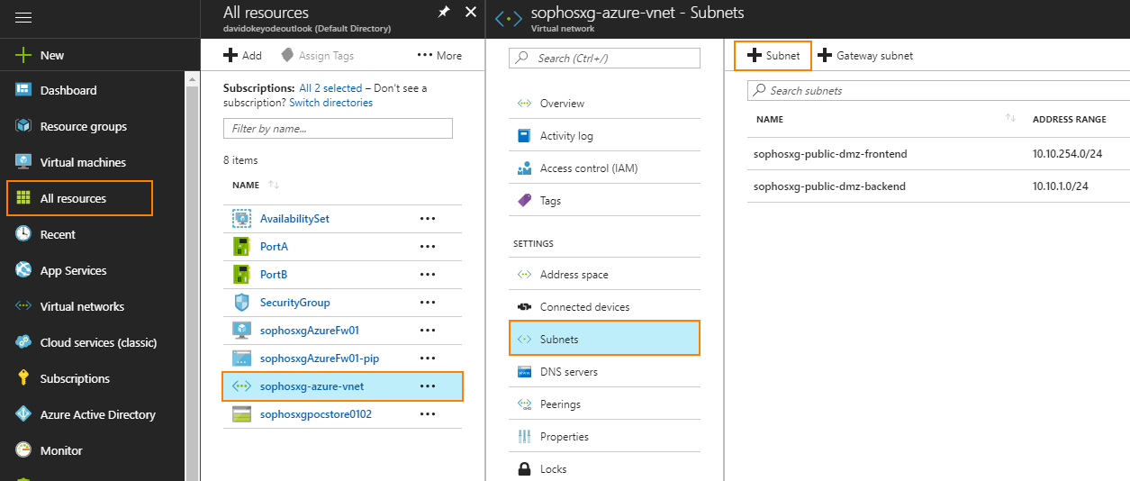 Sophos XG Firewall arquitectura de referencia en Azure con NIC dual