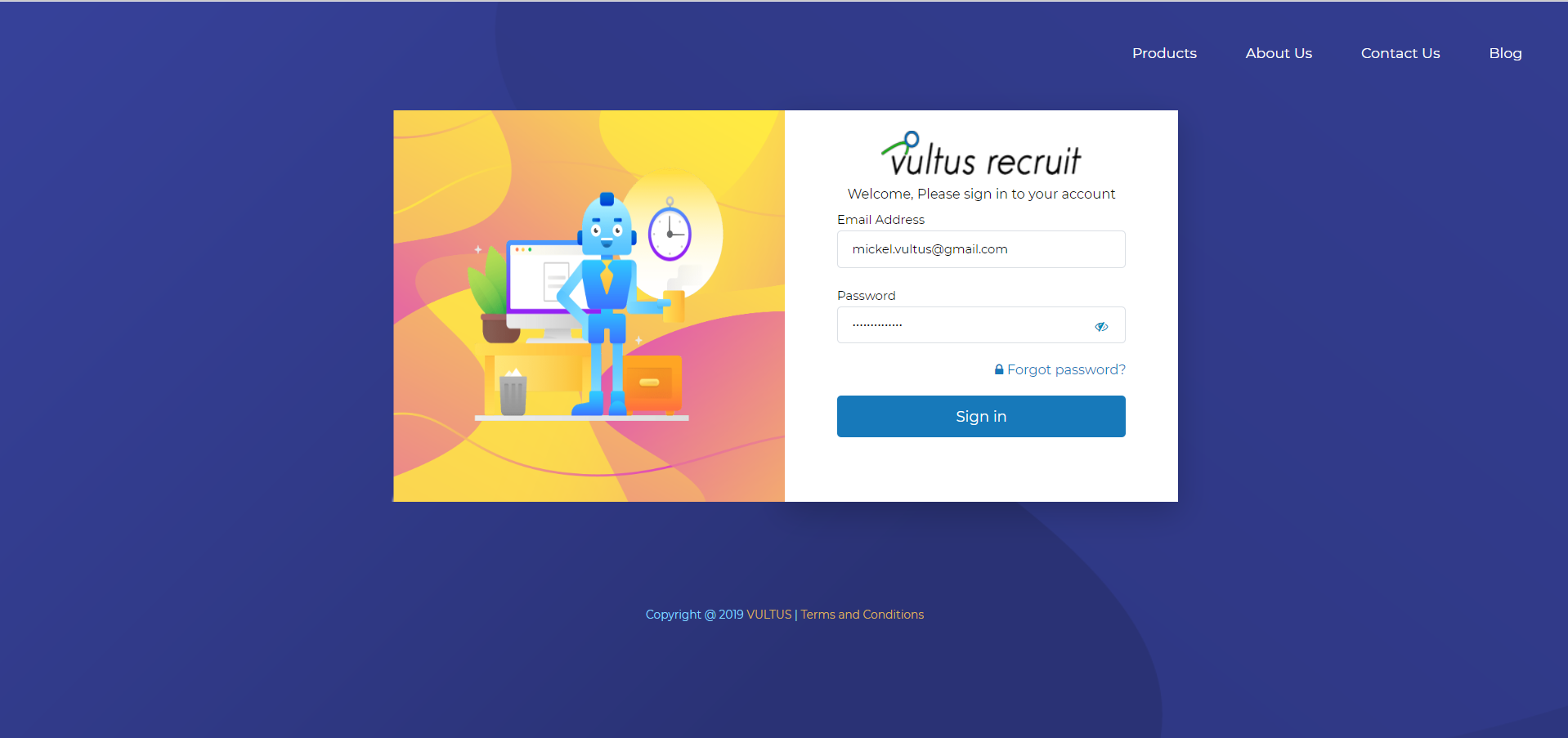 Login Vultus Inc.
