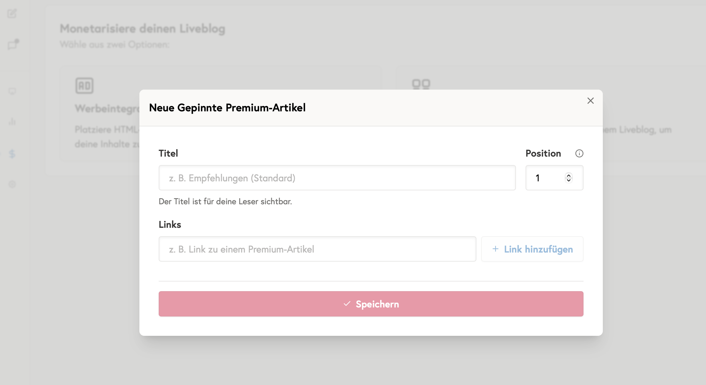 Plus-Artikel zwischen Posts pinnen
