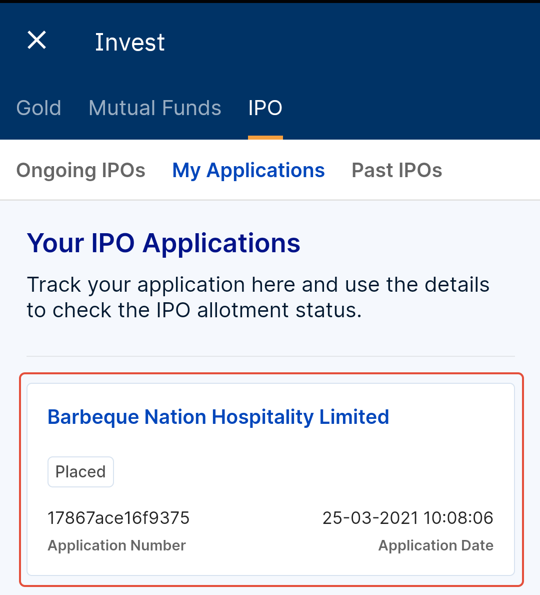 How to check application status? Upstox