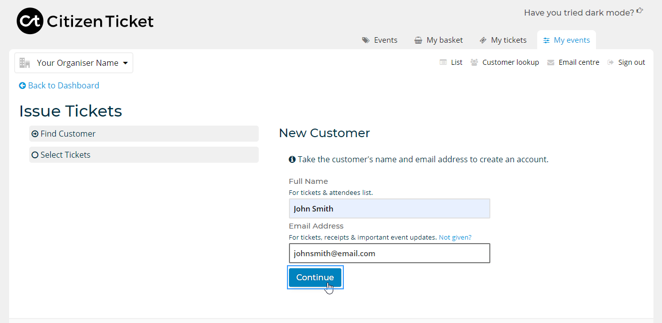 Issue Tickets - How do I issue complimentary tickets? : Help Desk