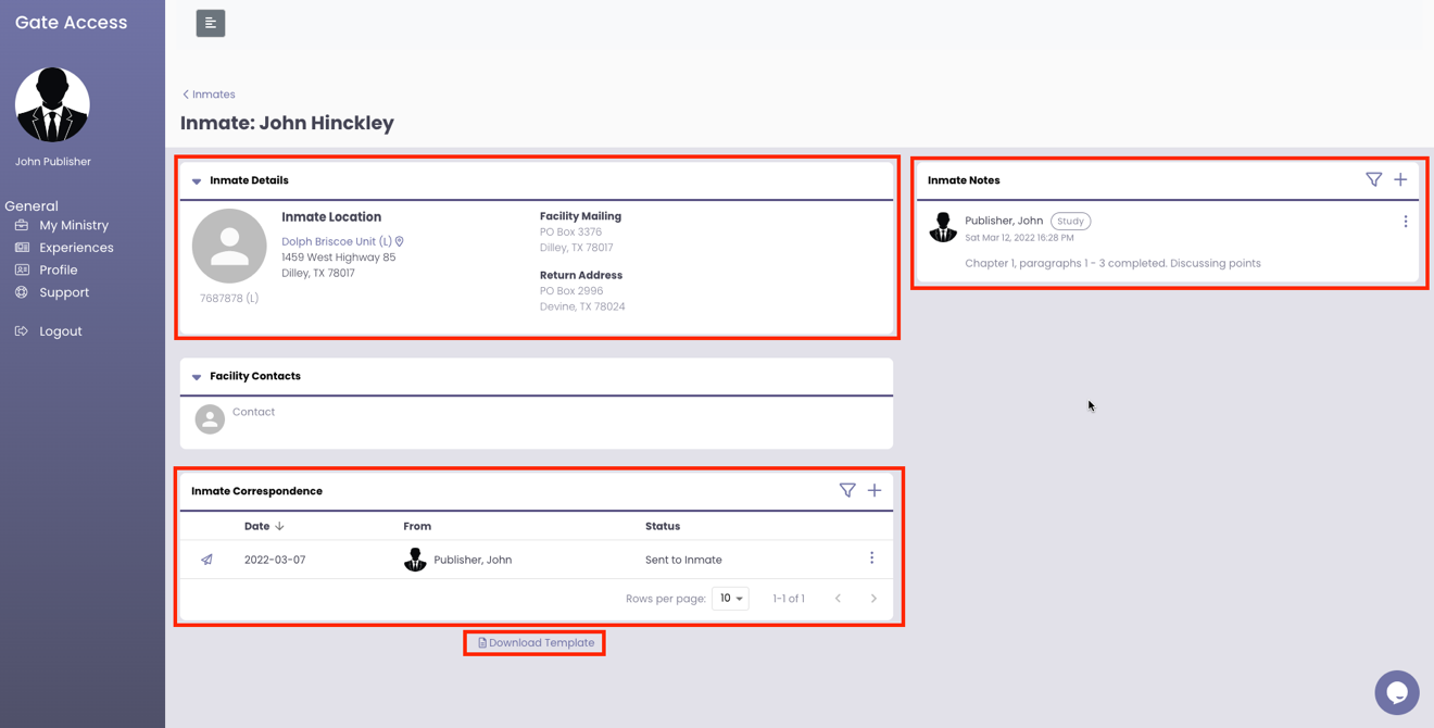 Corresponding with an Inmate Gate Access Assist