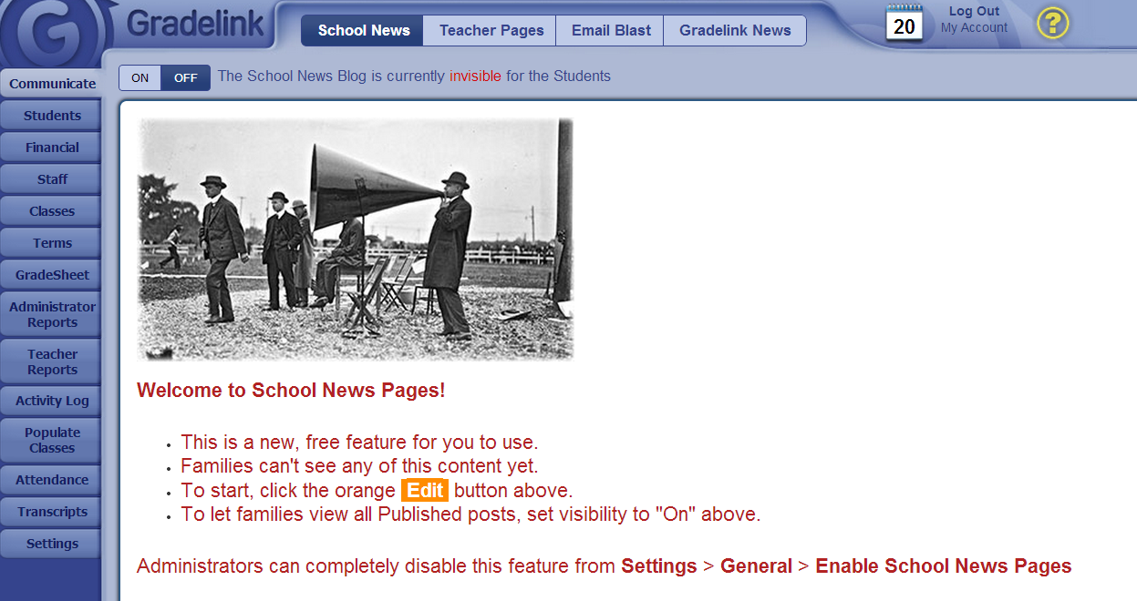 School News Pages Vs Teacher Pages Gradelink Support Community