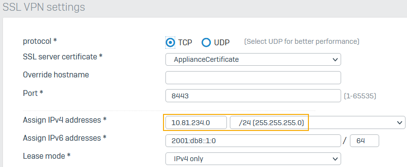 IPv4 lease range.