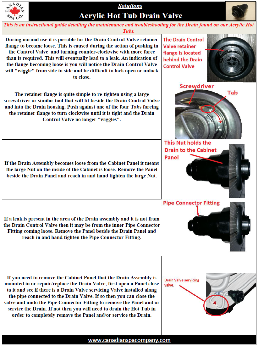 Drain Valve Leak and Maintenance Canadian Spa Company