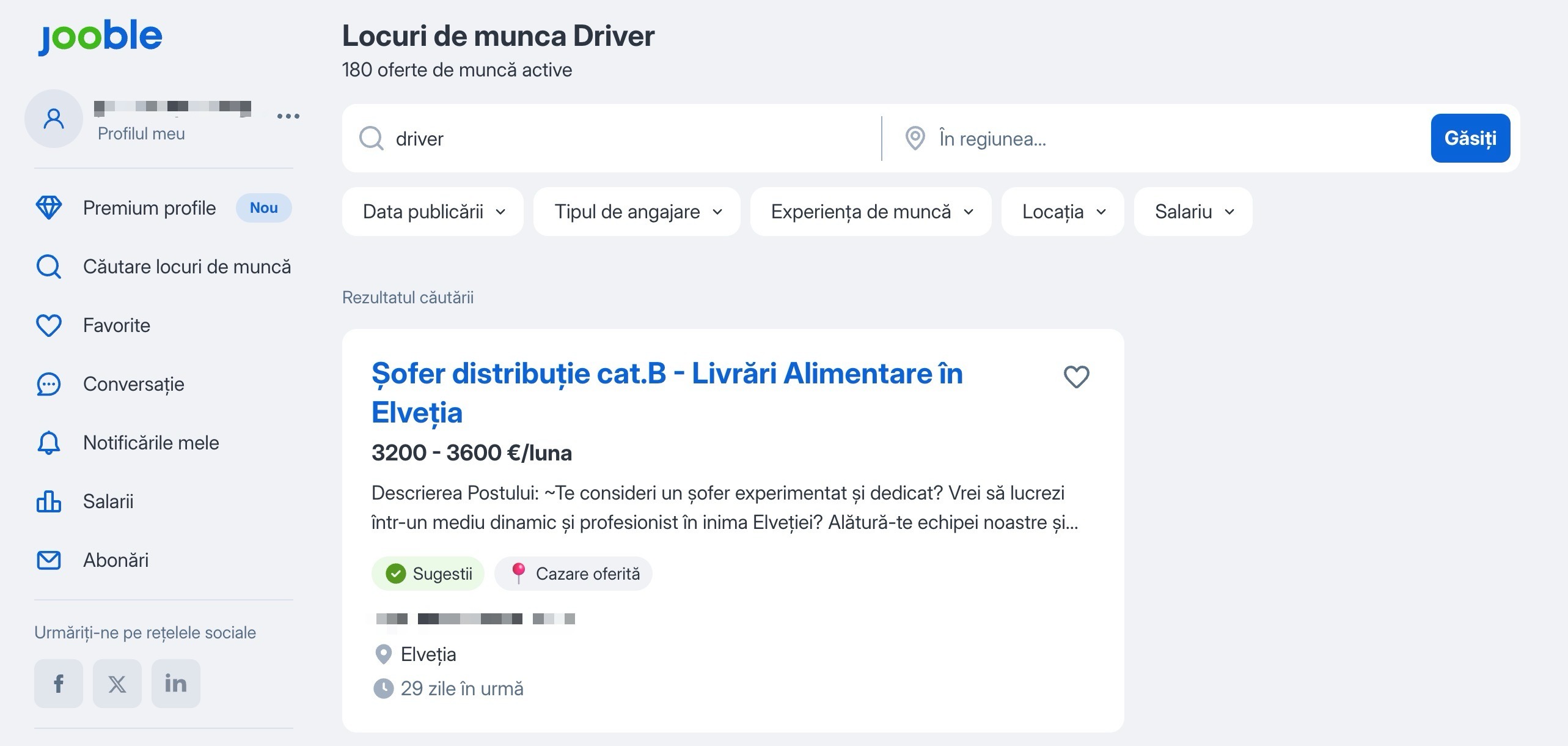 Introducerea funcției și a locației în bara de căutare Jooble