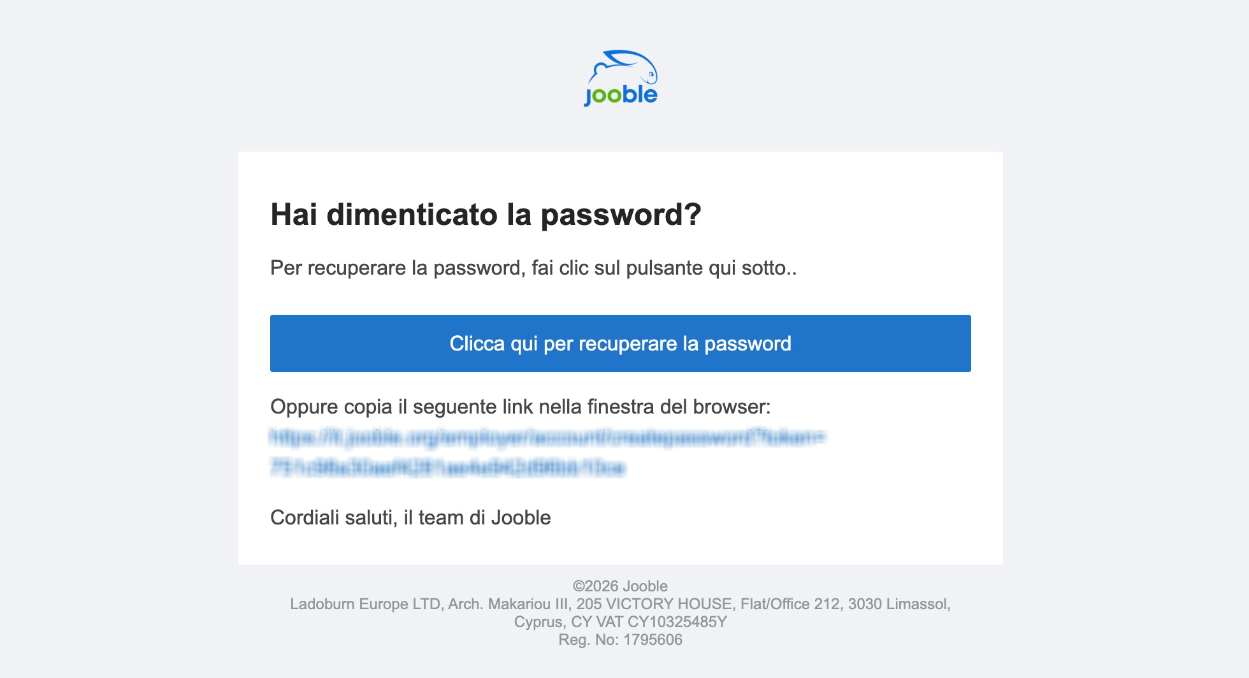 Email di recupero password