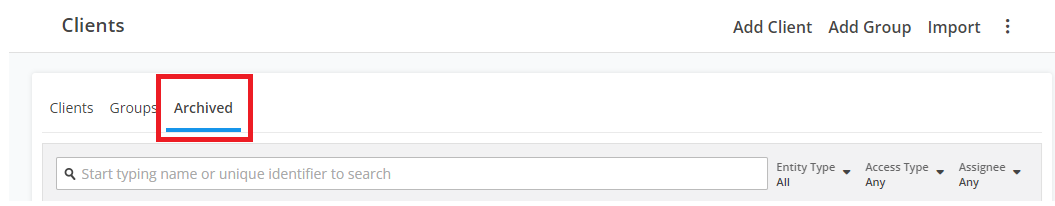 Archived Clients Tab