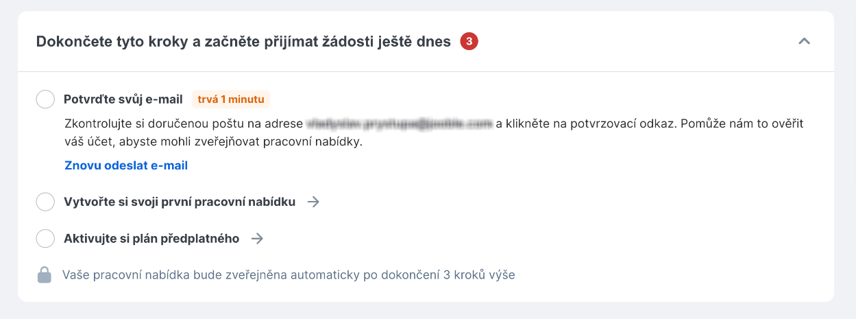 Nabídka postupu registrace na Jooble