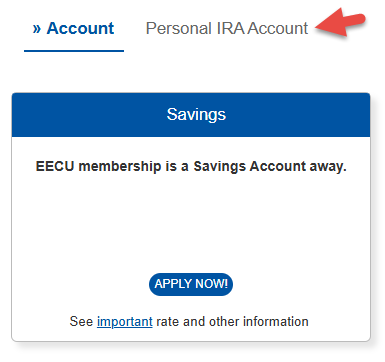 Online IRA account application page