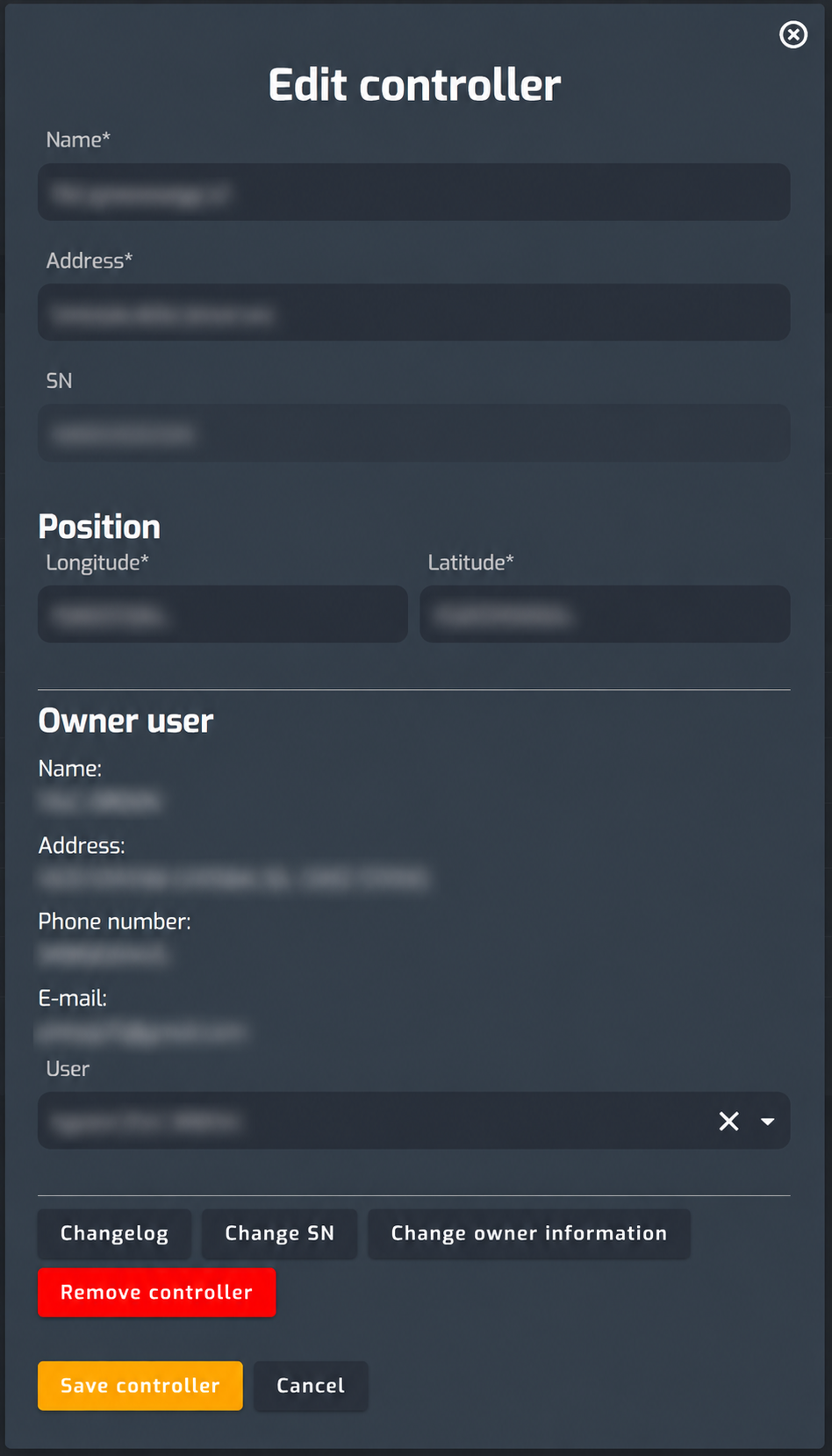 The Remove controller button is available from the Edit controller view
