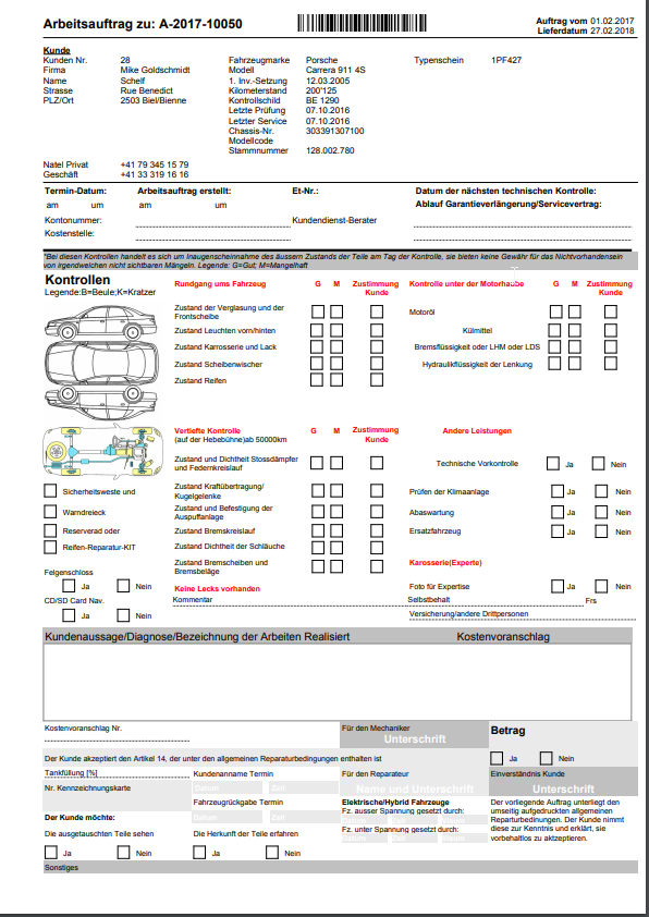 Werkstattauftrag Vordruck - Auftragsbearbeitung ...