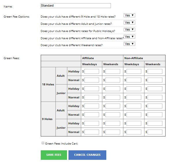 Green Fees How To Setup standard Green Fees DotGolf Helpdesk