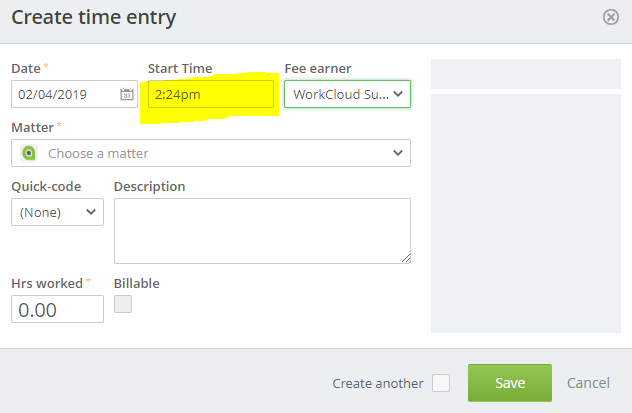 Start Time On TimeSheet Is Not Showing The Current Time WorkCloud 