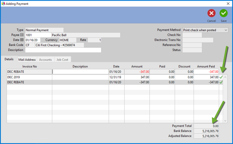 Applying a Vendor PrePayment or Purchase Debit Accountek Solutions Inc