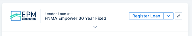 The top right corner of the Arive LOS Loan Center interface displaying a successfully generated lender loan number after completing the loan registration process.