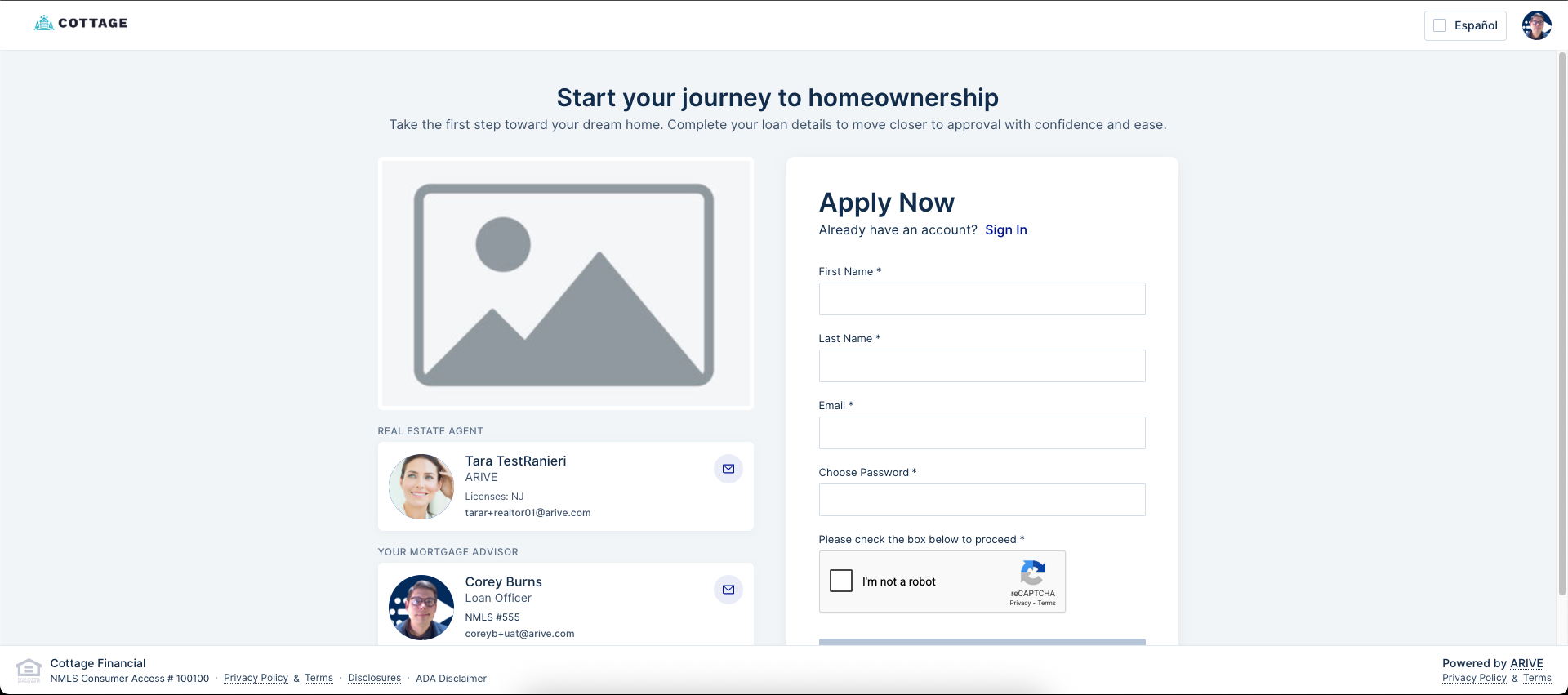 Screenshot of the final co-branded landing page.