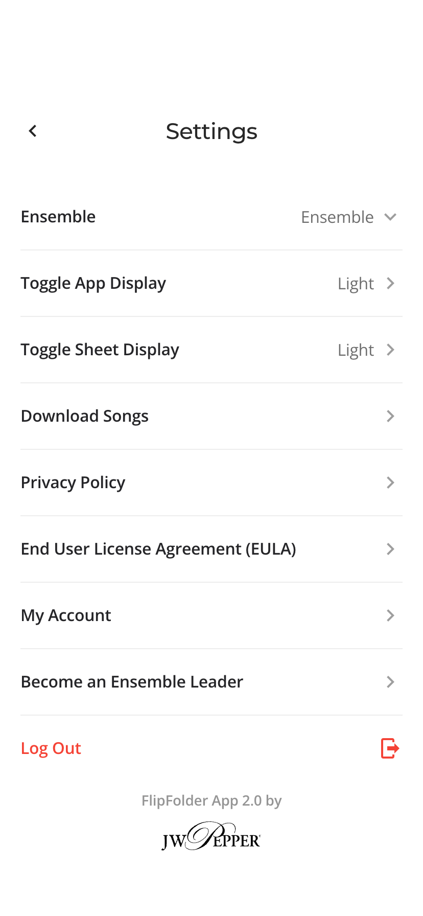 FlipFolder Settings Scren