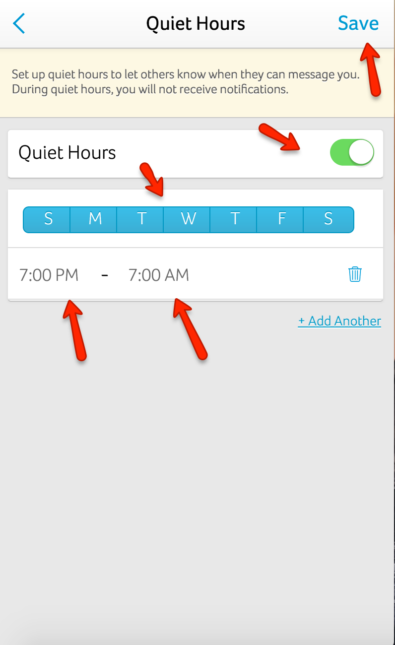 Notification Settings Quiet Hours Helpdesk