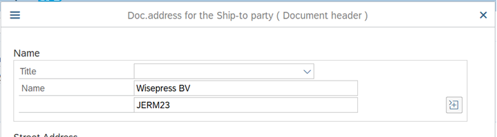 a screenshot of Doc. address for the Ship-to party