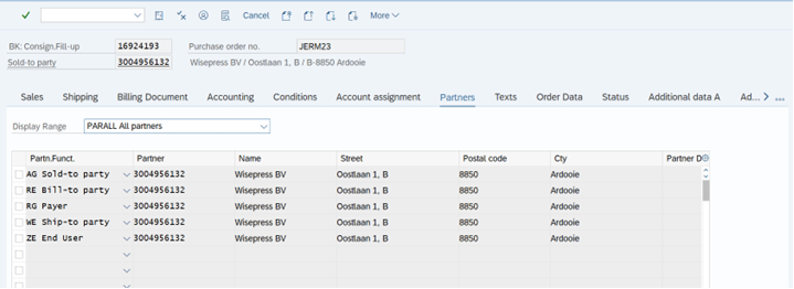 a screenshot Partners tab
