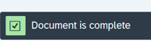 a screenshot of a message "Document is complete"