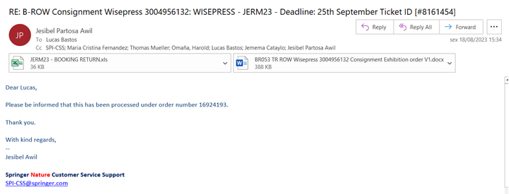 a screenshot of Special Instruction email thread