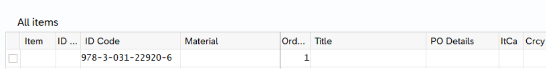 a screenshot of  ISBNs and quantities field