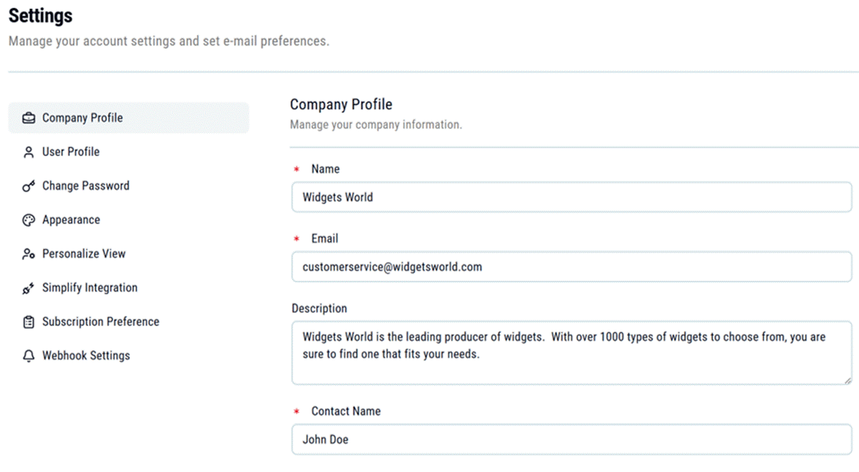 Title: Settings page - Description: Settings page