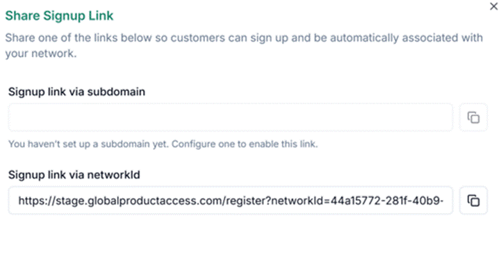 Title: Share signup link - Description: Share signup link