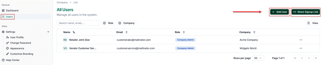 Title: Users list - Description: Users list