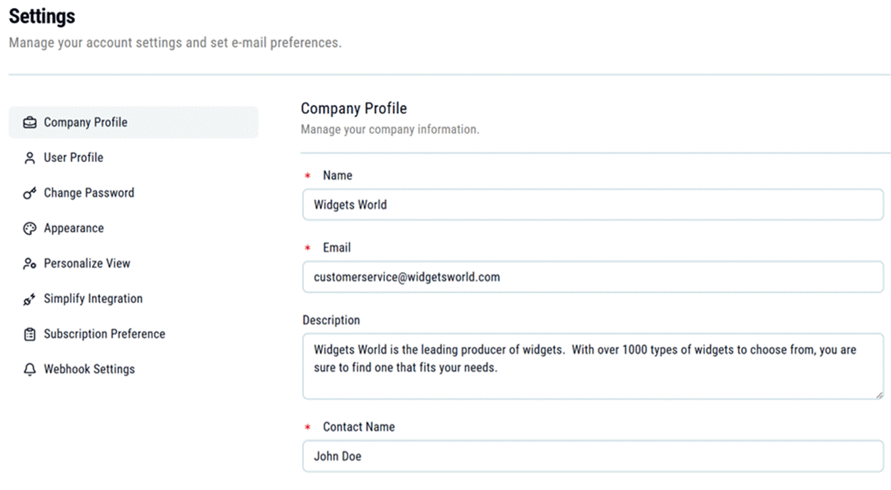 Title: Settings page - Description: Settings page