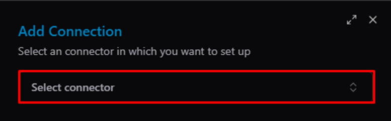 Title: Add Connection — select connector dropdown - Description: Add Connection — select connector dropdown