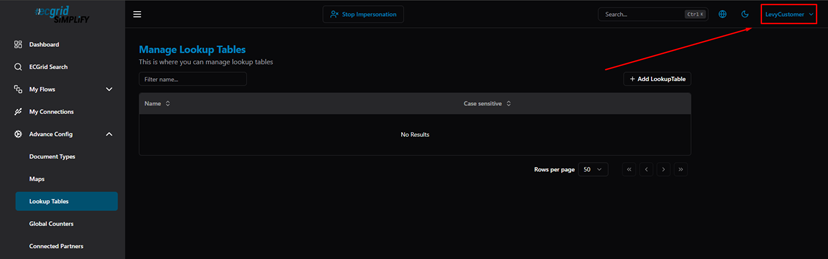Title: Lookup Tables — Customer account view (No Results — own tables only) - Description: Lookup Tables — Customer account view (No Results — own tables only)