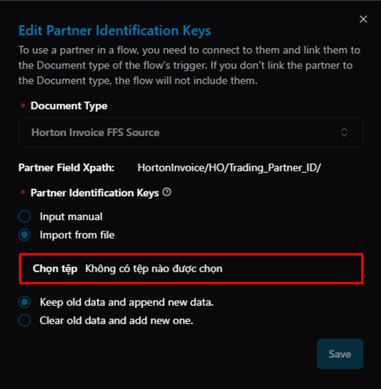 Title: Edit dialog — Import from file option with Keep old data / Clear old data options - Description: Edit dialog — Import from file option with Keep old data / Clear old data options