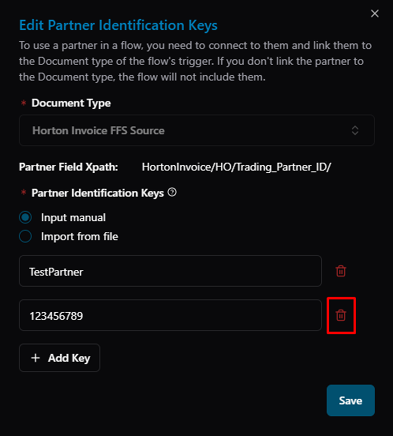 Title: Edit dialog — delete icon highlighted on a key entry - Description: Edit dialog — delete icon highlighted on a key entry