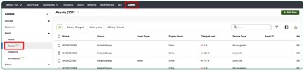 Title: Assets page in the Admin tab - Description: Assets page in the Admin tab