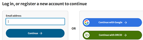a screenshot of Email address field to log in or register a new account