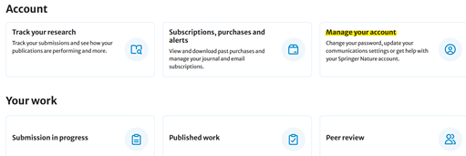 a screenshot of Manage Account